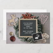 Editierbare Weihnachtszeit Baby Sonogram Pregnancy Ankündigung (Vorne/Hinten)
