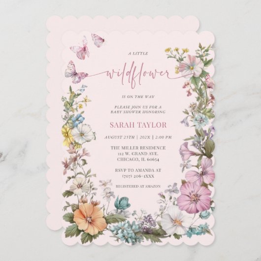 Editierbare Wildblume Babydusche Einladung (Vorne/Hinten)