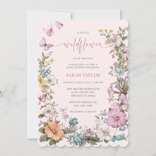 Editierbare Wildblume Babydusche Einladung (Vorderseite)