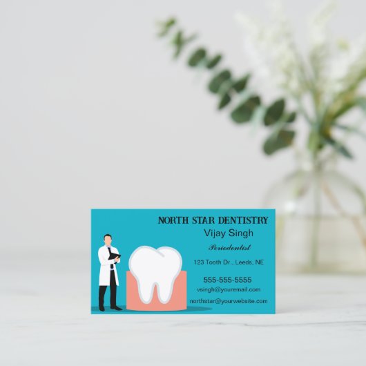 Editierbare Zahnarztpraxis Visitenkarte (Stehend Vorderseite)