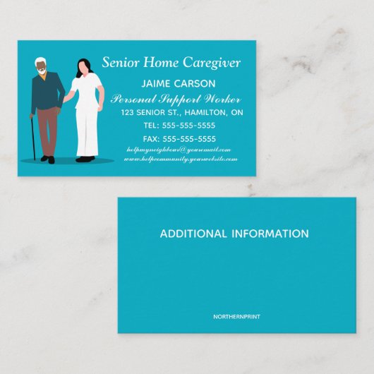 Editierbare Zuhause- und Pflegedienste Visitenkarte (Vorne/Hinten)
