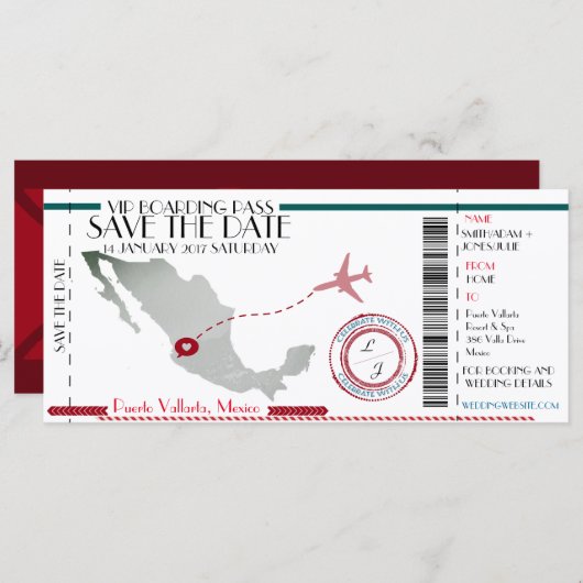 Editierbarer Boarding Save the Date (Vorne/Hinten)