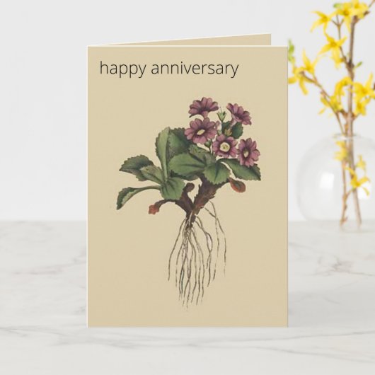 Editierbarer botanischer Berg Primula Gruß Karte (Gelbe Blume)