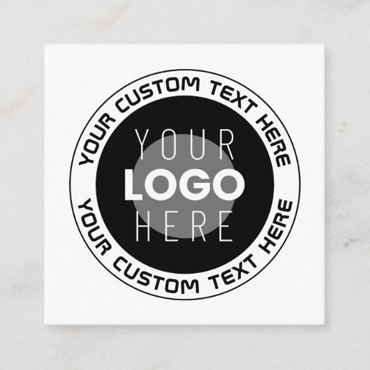 Editierbarer Circle Text & Replaceable Logo | B&W Begleitkarte (Vorderseite)