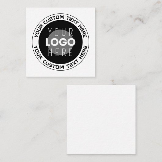 Editierbarer Circle Text & Replaceable Logo | B&W Begleitkarte (Vorne/Hinten)