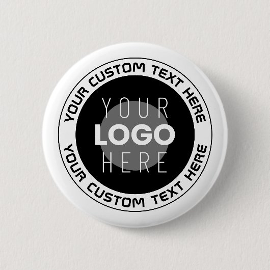 Editierbarer Circle Text & Replaceable Logo | B&W Button (Vorderseite)