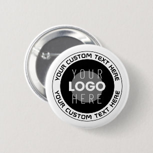 Editierbarer Circle Text & Replaceable Logo   B&W Button