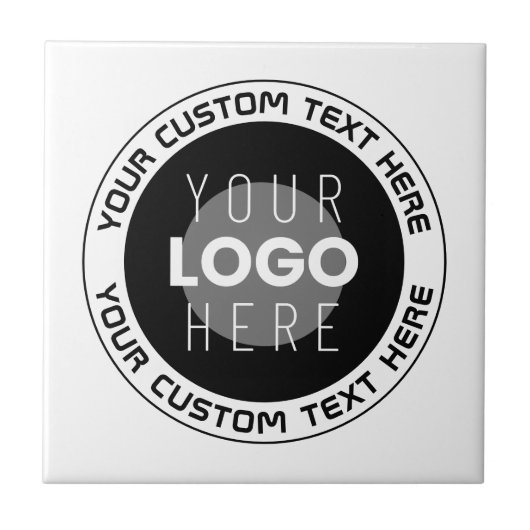 Editierbarer Circle Text & Replaceable Logo | B&W Fliese (Vorderseite)