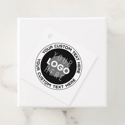Editierbarer Circle Text & Replaceable Logo | B&W Geschenkanhänger (Beispiel)