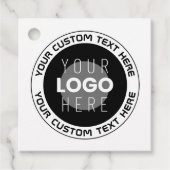 Editierbarer Circle Text & Replaceable Logo | B&W Geschenkanhänger (Vorderseite)