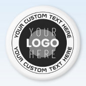 Editierbarer Circle Text & Replaceable Logo | B&W Magnet