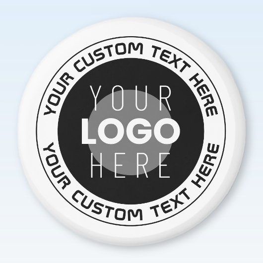 Editierbarer Circle Text & Replaceable Logo | B&W Magnet