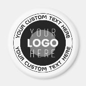 Editierbarer Circle Text & Replaceable Logo | B&W Magnet (Vorne)