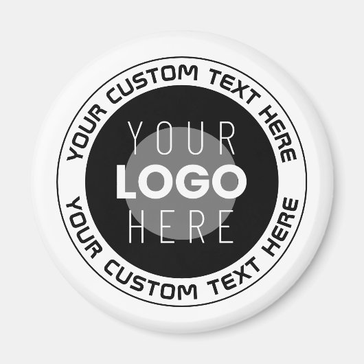 Editierbarer Circle Text & Replaceable Logo | B&W Magnet (Vorne)