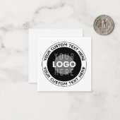Editierbarer Circle Text & Replaceable Logo | B&W Mitteilungskarte (Vorderseite/Rückseite Beispiel)