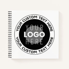 Editierbarer Circle Text & Replaceable Logo | B&W Notizblock