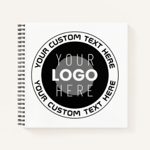Editierbarer Circle Text & Replaceable Logo B&W Notizblock
