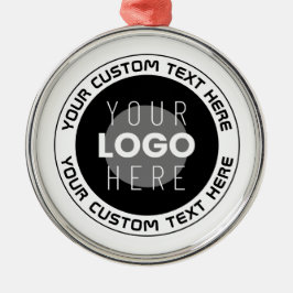 Editierbarer Circle Text & Replaceable Logo | B&W Ornament Aus Metall