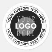 Editierbarer Circle Text & Replaceable Logo | B&W Runder Aufkleber (Vorderseite)