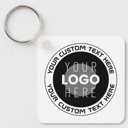 Editierbarer Circle Text & Replaceable Logo | B&W Schlüsselanhänger (Vorderseite)