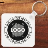 Editierbarer Circle Text & Replaceable Logo | B&W Schlüsselanhänger (Rückseite)