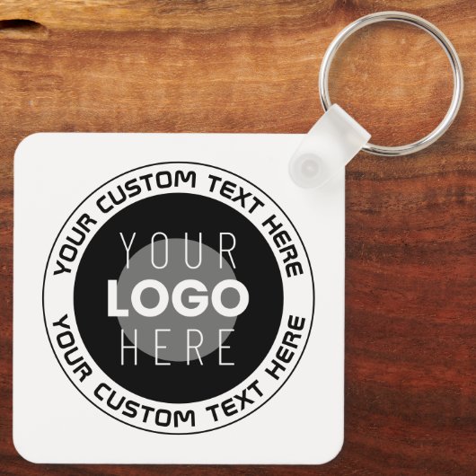 Editierbarer Circle Text & Replaceable Logo | B&W Schlüsselanhänger (Rückseite)