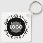 Editierbarer Circle Text & Replaceable Logo | B&W Schlüsselanhänger (Rückseite)