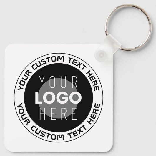 Editierbarer Circle Text & Replaceable Logo | B&W Schlüsselanhänger (Rückseite)