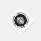 Editierbarer Circle Text & Replaceable Logo | B&W Serviette (Ecke)