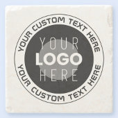 Editierbarer Circle Text & Replaceable Logo | B&W Steinuntersetzer