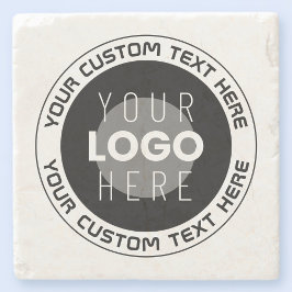 Editierbarer Circle Text & Replaceable Logo | B&W Steinuntersetzer