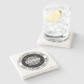 Editierbarer Circle Text & Replaceable Logo | B&W Steinuntersetzer (Seitenansicht)