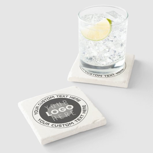 Editierbarer Circle Text & Replaceable Logo | B&W Steinuntersetzer (Seitenansicht)