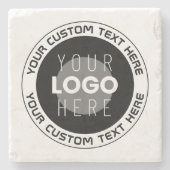 Editierbarer Circle Text & Replaceable Logo | B&W Steinuntersetzer (Vorderseite)