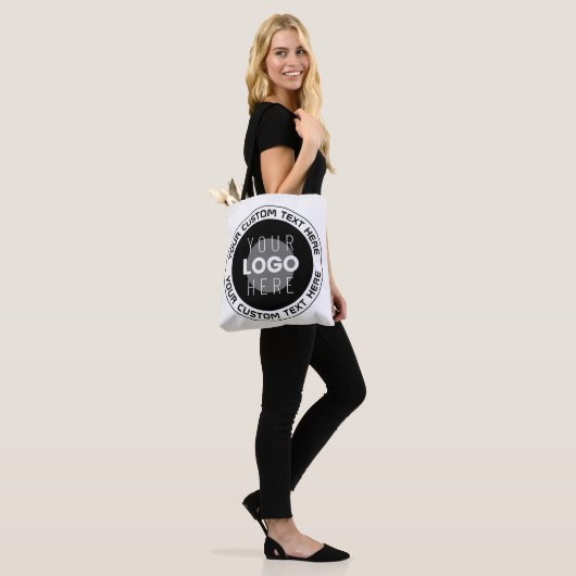 Editierbarer Circle Text & Replaceable Logo | B&W Tasche (Am Model)