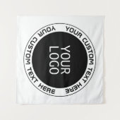 Editierbarer Circle Text & Replaceable Logo | B&W Wandteppich (Vorderseite (Horizontal))