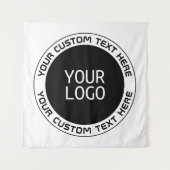Editierbarer Circle Text & Replaceable Logo | B&W Wandteppich (Vorderseite)