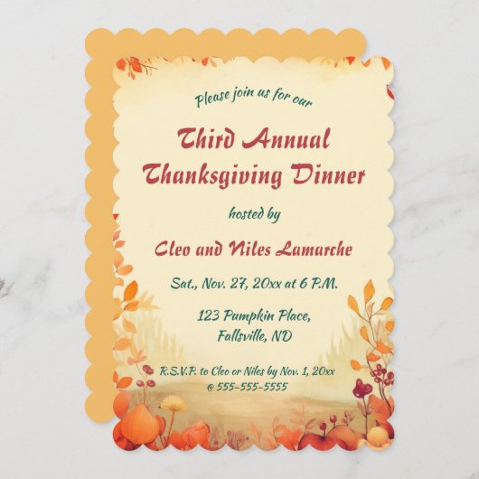 Editierbarer Erntedank Herbstlandschaft Einladung (Vorne/Hinten)