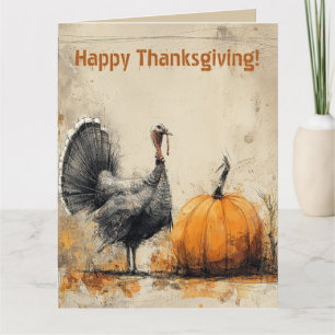 Editierbarer Erntedank Türkei und Pumpkin Gruß Karte