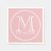 Editierbarer Farbname Rund weißes Monogramm Serviette (Vorderseite)