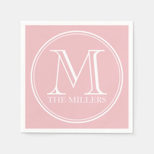 Editierbarer Farbname Rund weißes Monogramm Serviette (Vorderseite)