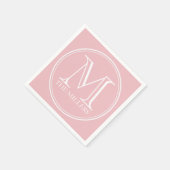 Editierbarer Farbname Rund weißes Monogramm Serviette (Ecke)