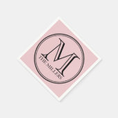 Editierbarer Farbname Runde schwarze Monogramm Serviette (Ecke)