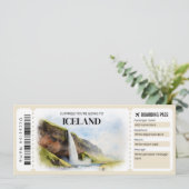 Editierbarer Flugzeug für Island Boarding Pass Einladung (Stehend Vorderseite)