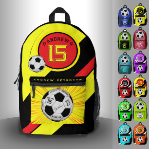 Editierbarer Fußball Modern Gelb Meilenstein Bedruckter Rucksack