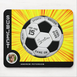 Editierbarer Fußball Modern Gelb Meilenstein Mousepad