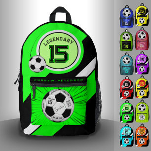 Editierbarer Fußball Modern Grüner Meilenstein  Bedruckter Rucksack