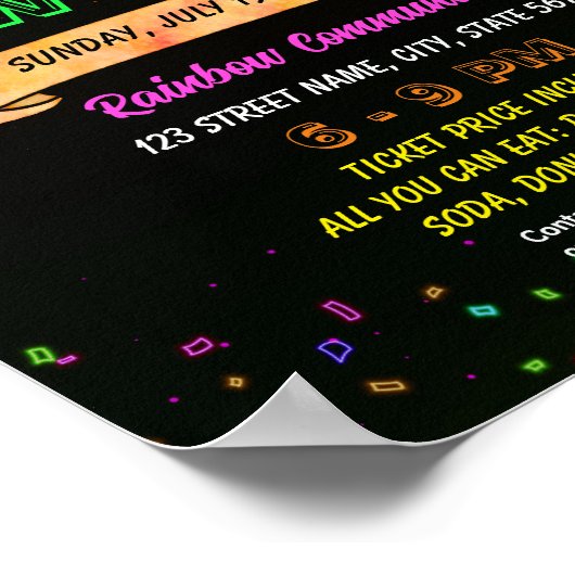 Editierbarer Glow Dance Party Flyer Poster (Ecke)