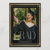 Editierbarer Gold Border High School Foto Abschlus Ankündigung (Vorderseite)