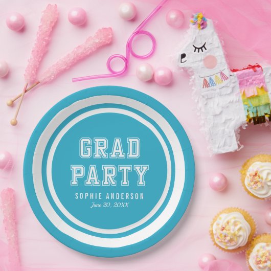 Editierbarer Hintergrundfarbe Abschluss Pappteller (Party)